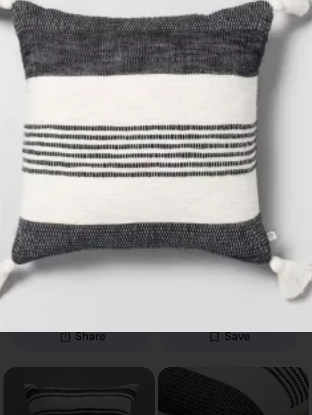 3/$30 Woven Black and White Striped Decorative Throw Pillow